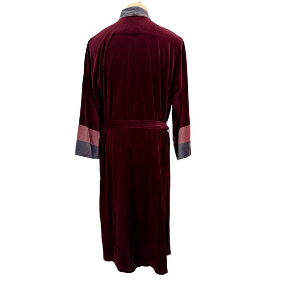 Pierre Cardin Vintage Robe Mens M L Burgundy Gray Lightweight Suave Quiet Luxury - Picture 7 of 7